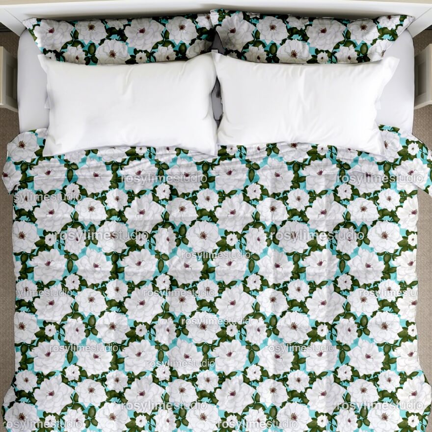 Seamless Pattern FL011EX - White roses in watercolor - Image 7