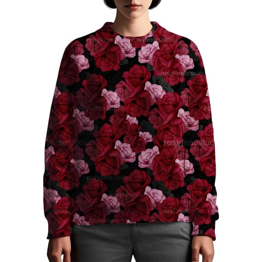 Seamless Pattern FL021EX-Watercolor flowers red and pink - Image 5