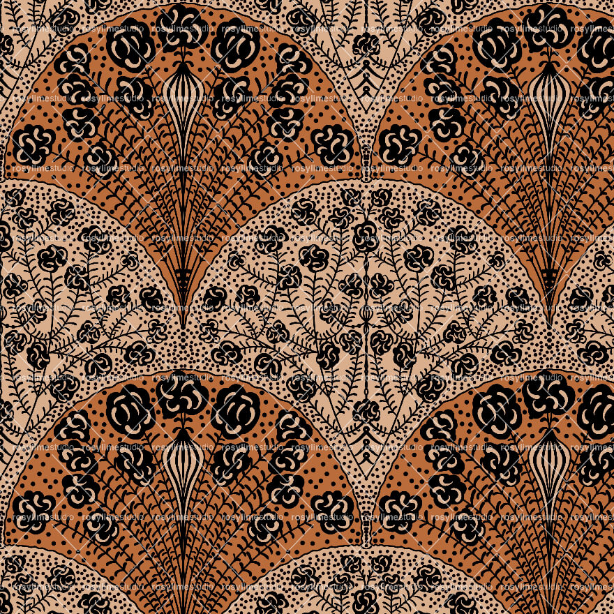 Seamless Pattern FL029EX-Flowers lines dots