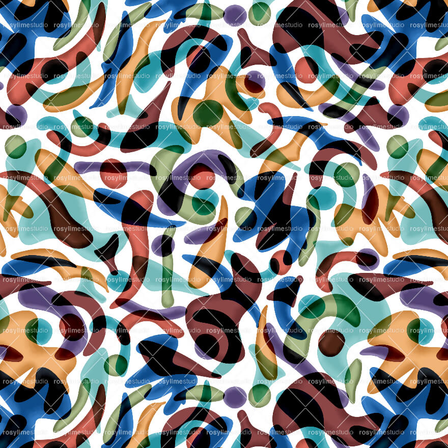 Seamless Pattern AB012CO-Abstract organic and colorful