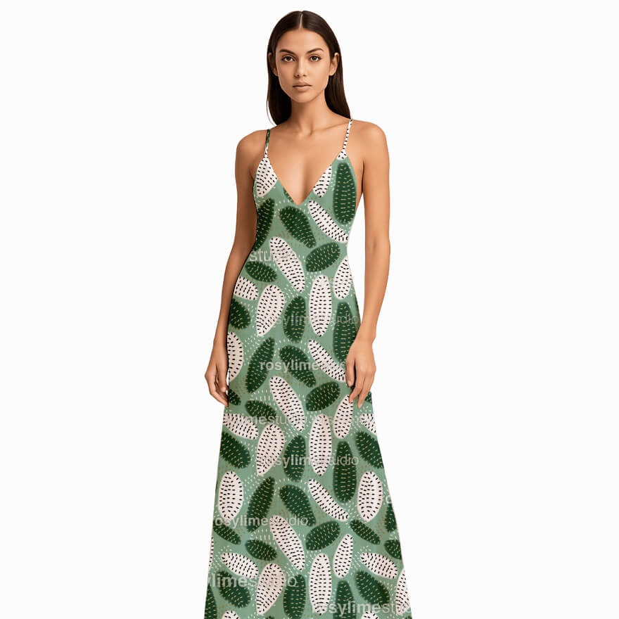 Seamless Pattern AB017EX-Organic botanical green white - Image 2