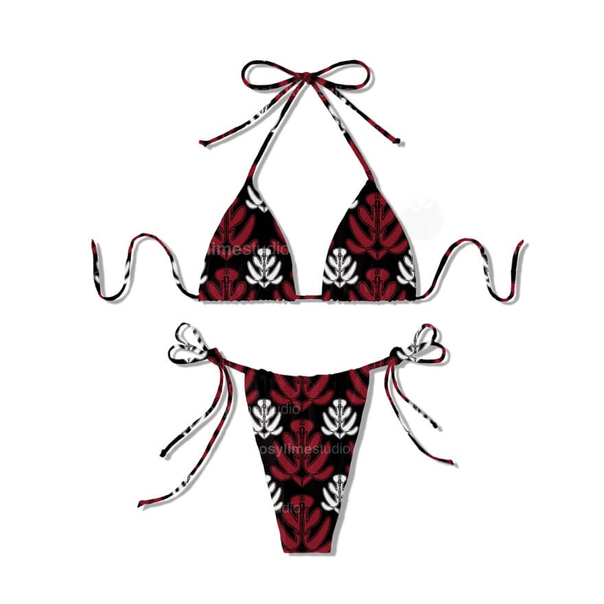 Seamless Pattern AB024CO-Leaves red black - Image 4