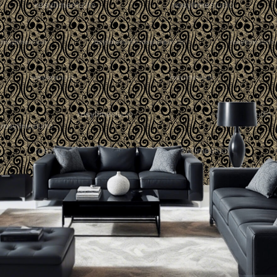 Seamless Pattern AB029CO-Black spiral curves - Image 7