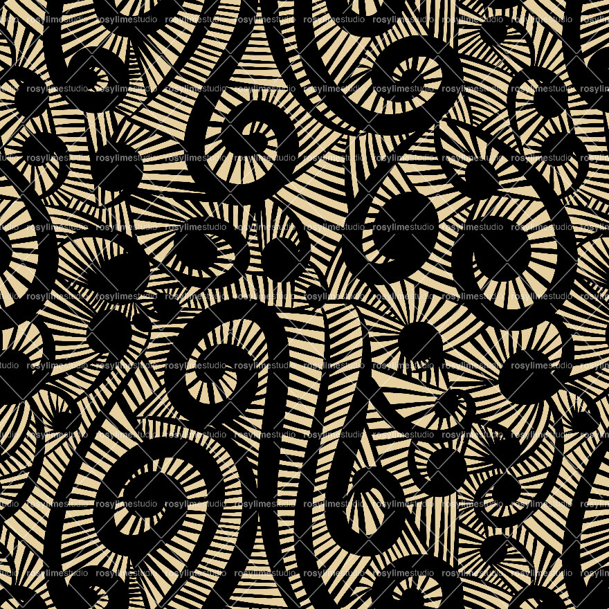 Seamless Pattern AB029CO-Black spiral curves