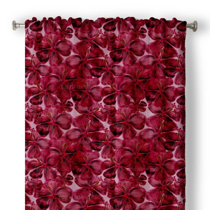 Seamless Pattern FL007EX-Watercolor red hibiscus flower - Image 6