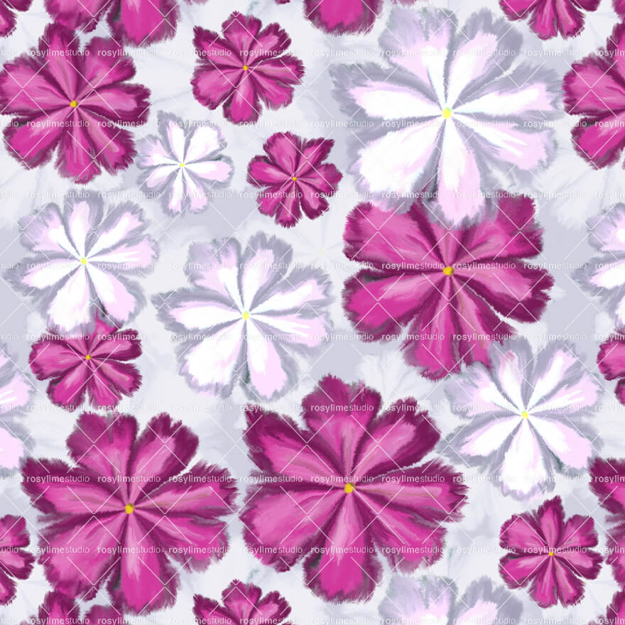 Seamless Pattern FL009CO-Watercolor flowers white  pink