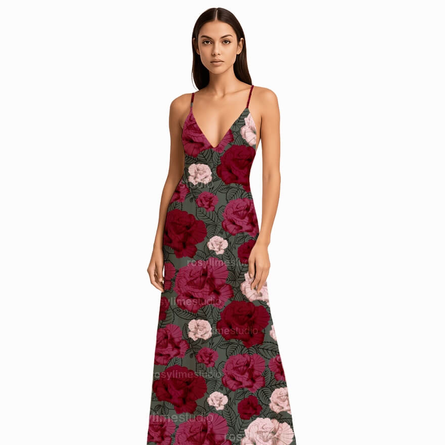 Seamless Pattern FL019EX-Watercolor flowers and lines - Image 2